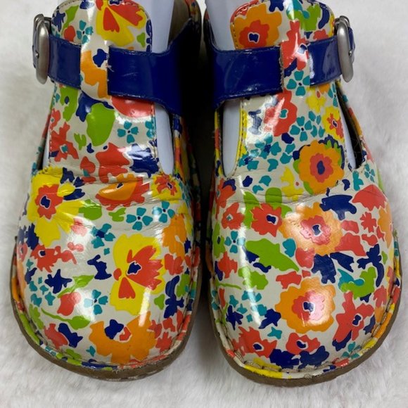 Lila SureGrip Womens Bailey Blue Floral Open Back Clog Slip‎ Resistant, size 8.5 - Picture 3 of 15